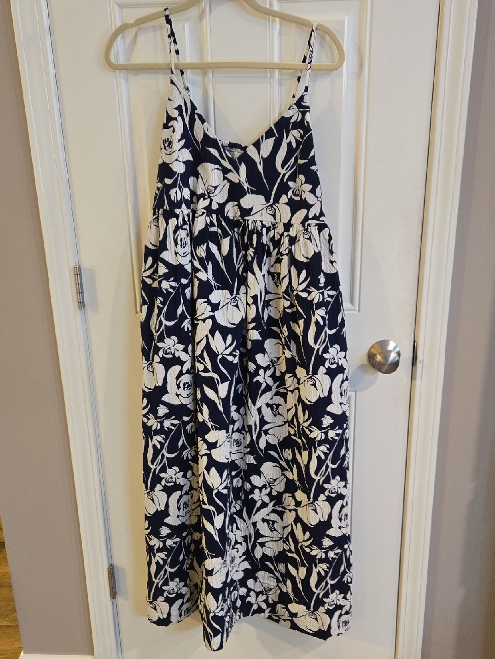 a new day Navy Blue and White Floral Maxi Dress